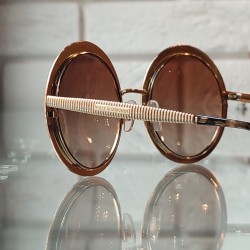 Okrągłe złote okulary DolceGabbana DG 2179 02-13 - tłoczone w paski zauszniki .jpg