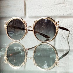 Okrągłe złote okulary Dolce Gabbana z cieniowanymi szkłami DG2177 02-8G.jpg