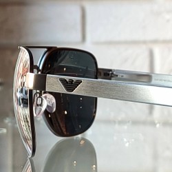 Męskie okulary przeciwsłoneczne Emporio Armani z dużymi szkłami EA 2064 3003-87 - zauszniki szczotkowany metal.jpg