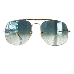 Okulary Ray-Ban General złote z niebieskimi szkłami RB 3561 0013F.png