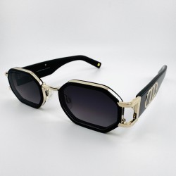 Ośmiokątne niskie czarne okulary Carolina Lemke Shadow CL 3612 01 2.jpg