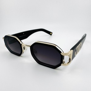 Ośmiokątne niskie czarne okulary Carolina Lemke Shadow CL 3612 01 47-23-145