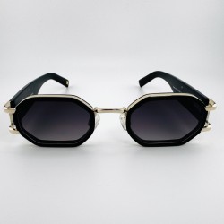 Ośmiokątne niskie czarne okulary Carolina Lemke Shadow CL 3612 01 1.jpg