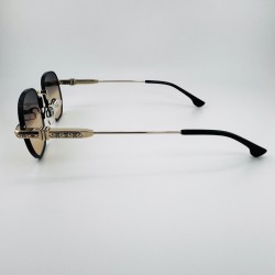Sześciokątne okulary ze zdobionymi zausznikami Carolina Lemke Saffron CL 3617 5.jpg