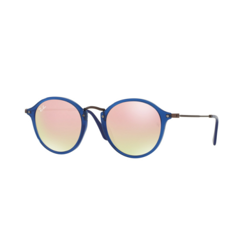 Okragle niebieskie okulary Ray-Ban - lustrzane plaskie szkla RB 2447-N 62547O