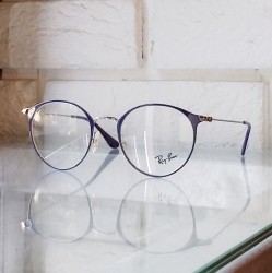 Druciane okragle okulary Ray-Ban - srebrne - granatowe RX6378 2906