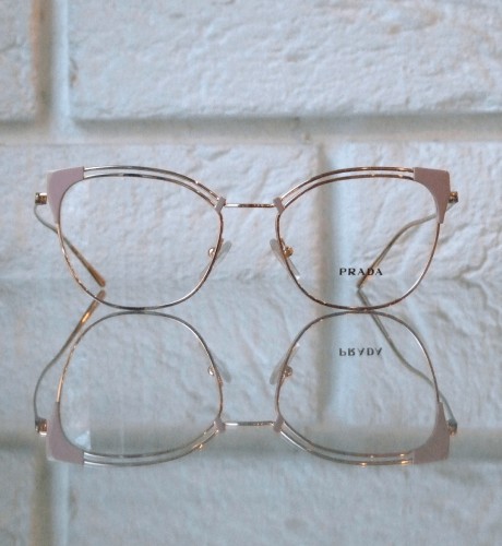 Damskie okulary Prada delikatne metalowe VPR 62U 5117 YEP-1O1