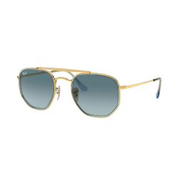 Szesciokatne okulary Ray-Ban Marshal 2 cieniowane niebieskie szkla - blekitny gradient - zlote oprawki - 0RB3648M 52 91233M