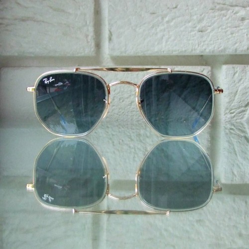 Okulary Ray-Ban Marshal 2 blekitne cieniowane szkla szesciokatne zlote oprawki RB 3648M 9123_3M 